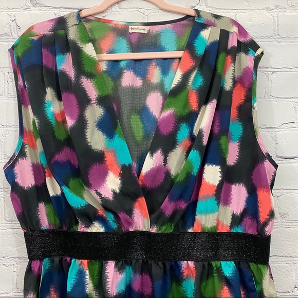 Tea Rose Multi Colored Midi Dress Pockets - Picture 3 of 8